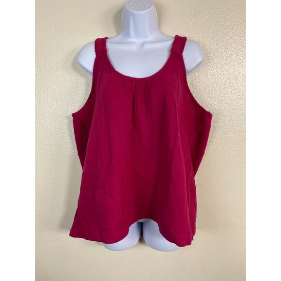 Sundance Sleeveless Gauzy Cotton Tank Top Women size XL Fuchsia Pink Vacation - Picture 13 of 13